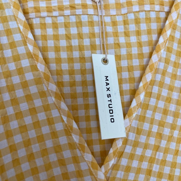 NWT Max Studio Checkered Tie Shirt - Picture 2 of 6
